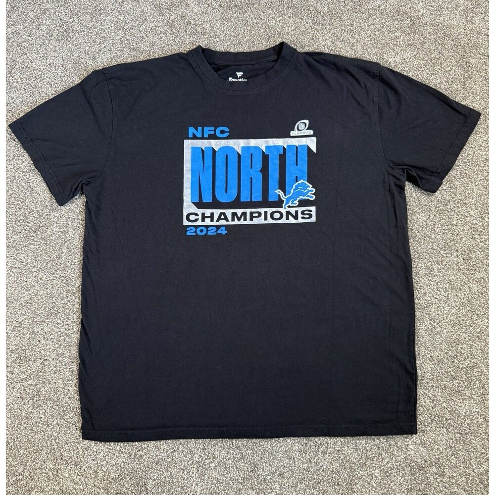 Detroit Lions NFC North Champions 2024 Fanatics T Shirt Men’s 2XL Black NFL
